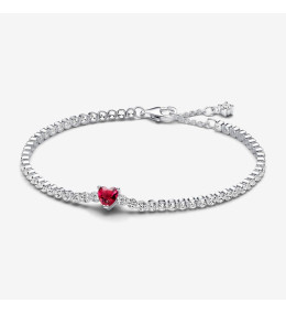 Le Bracelet Pandora, Tennis Coeur rouge Scintillant , en argent 925/1000, 590041C02