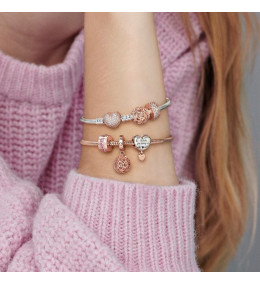 Le Bracelet à charms PANDORA, en métal doré or rose 585/1000, 580728