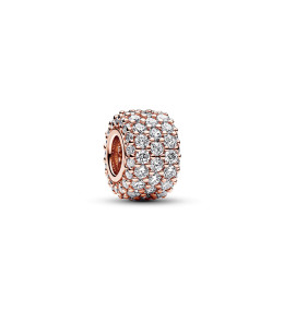 Le Charm Pandora, Triple Rang Pavé Scintillant, en doré or rose 585/1000, 782820C01