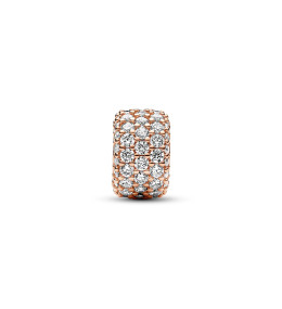Le Charm Pandora, Triple Rang Pavé Scintillant, en doré or rose 585/1000, 782820C01