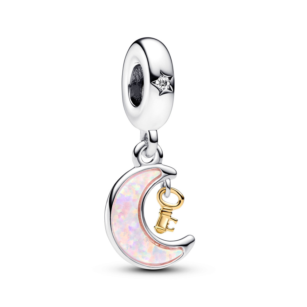 Le Charm pendentif Pandora, clé et lune, en argent 925/1000 et doré or jaune 585/1000, 762985C01