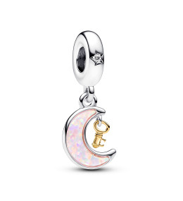 Le Charm pendentif Pandora, clé et lune, en argent 925/1000 et doré or jaune 585/1000, 762985C01