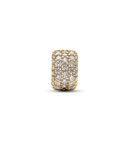 Le Charm Pandora, Triple Rang Pavé Scintillant, en doré or jaune 585/1000, 762820C01