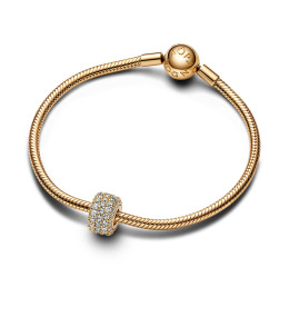 Le Charm Pandora, Triple Rang Pavé Scintillant, en doré or jaune 585/1000, 762820C01