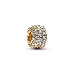 Le Charm Pandora, Triple Rang Pavé Scintillant, en doré or jaune 585/1000, 762820C01