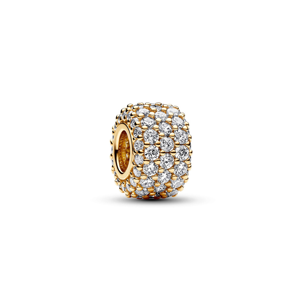 Le Charm Pandora, Triple Rang Pavé Scintillant, en doré or jaune 585/1000, 762820C01