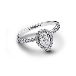 La Bague Pandora, Halo Poire Scintillante, en argent 925/1000, 192835C01.