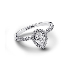 La Bague Pandora, Halo Poire Scintillante, en argent 925/1000, 192835C01.