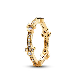La Bague Pandora, Éternité Scintillante Disney Mickey & Minnie, en dorée or jaune 585/1000, 162597C01.