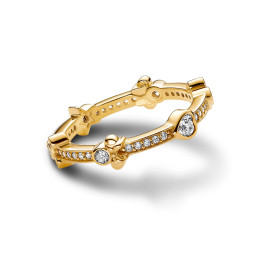 La Bague Pandora, Éternité Scintillante Disney Mickey & Minnie, en dorée or jaune 585/1000, 162597C01.