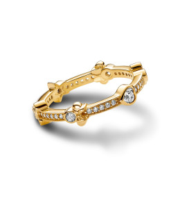 La Bague Pandora, Éternité Scintillante Disney Mickey & Minnie, en dorée or jaune 585/1000, 162597C01.