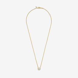 Le Collier pendentif Pandora, halo rond scintillant, en métal doré or jaune 585/1000, 361174C01-45.