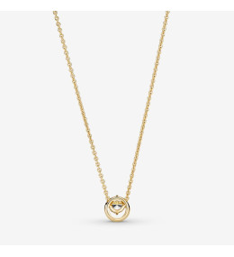 Le Collier pendentif Pandora, halo rond scintillant, en métal doré or jaune 585/1000, 361174C01-45.