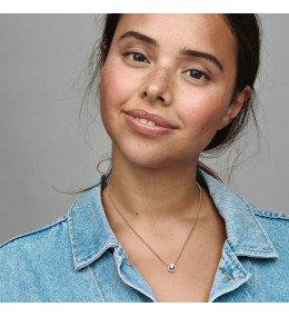 Le Collier pendentif Pandora, halo rond scintillant, en métal doré or jaune 585/1000, 361174C01-45.