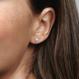 Les Boucles d'oreilles Pandora, halo goutte, doré or rose 585/1000, 286252CZ.