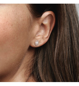 Les Boucles d'oreilles Pandora, halo goutte, doré or rose 585/1000, 286252CZ.