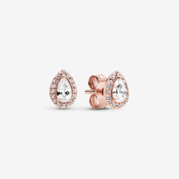 Les Boucles d'oreilles Pandora, halo goutte, doré or rose 585/1000, 286252CZ.