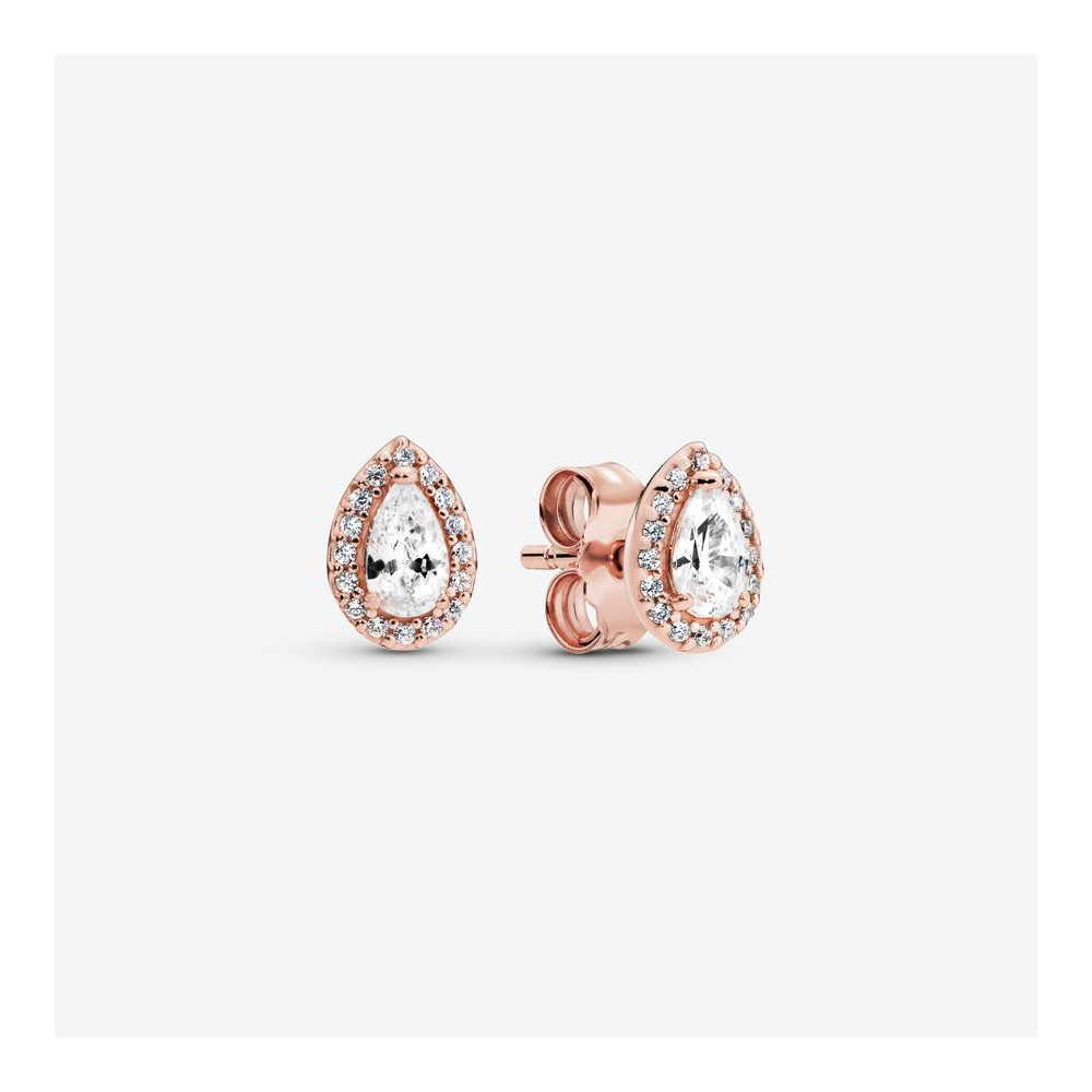 Les Boucles d'oreilles Pandora, halo goutte, doré or rose 585/1000, 286252CZ.