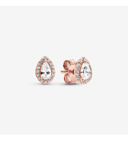Les Boucles d'oreilles Pandora, halo goutte, doré or rose 585/1000, 286252CZ.