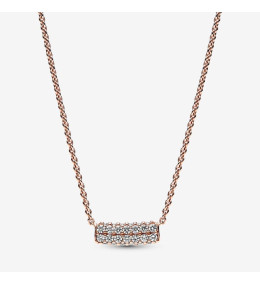 Le Collier Pandora Timeless, barre double barre pavée, en métal doré or rose 585/1000, 382621C01-45.