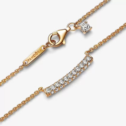 Le Collier Pandora Timeless, barre pavée, en métal doré or jaune 585/1000, 362635C01-45.