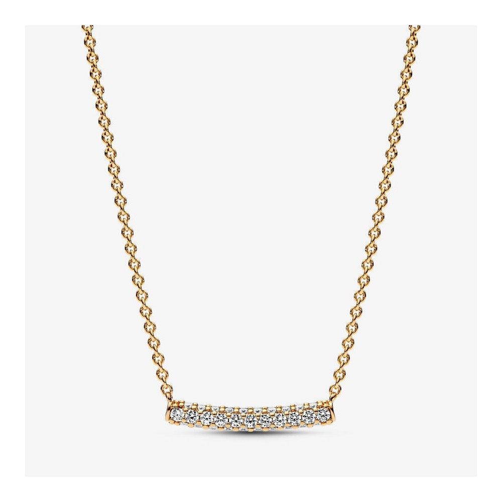 Le Collier Pandora Timeless, barre pavée, en métal doré or jaune 585/1000, 362635C01-45.