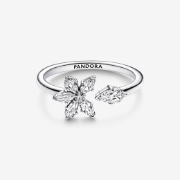 La Bague Pandora, ouverte herbier scintillant, argent 925/1000, 192611C01.