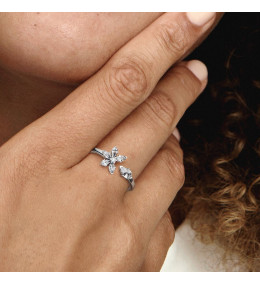 La Bague Pandora, ouverte herbier scintillant, argent 925/1000, 192611C01.