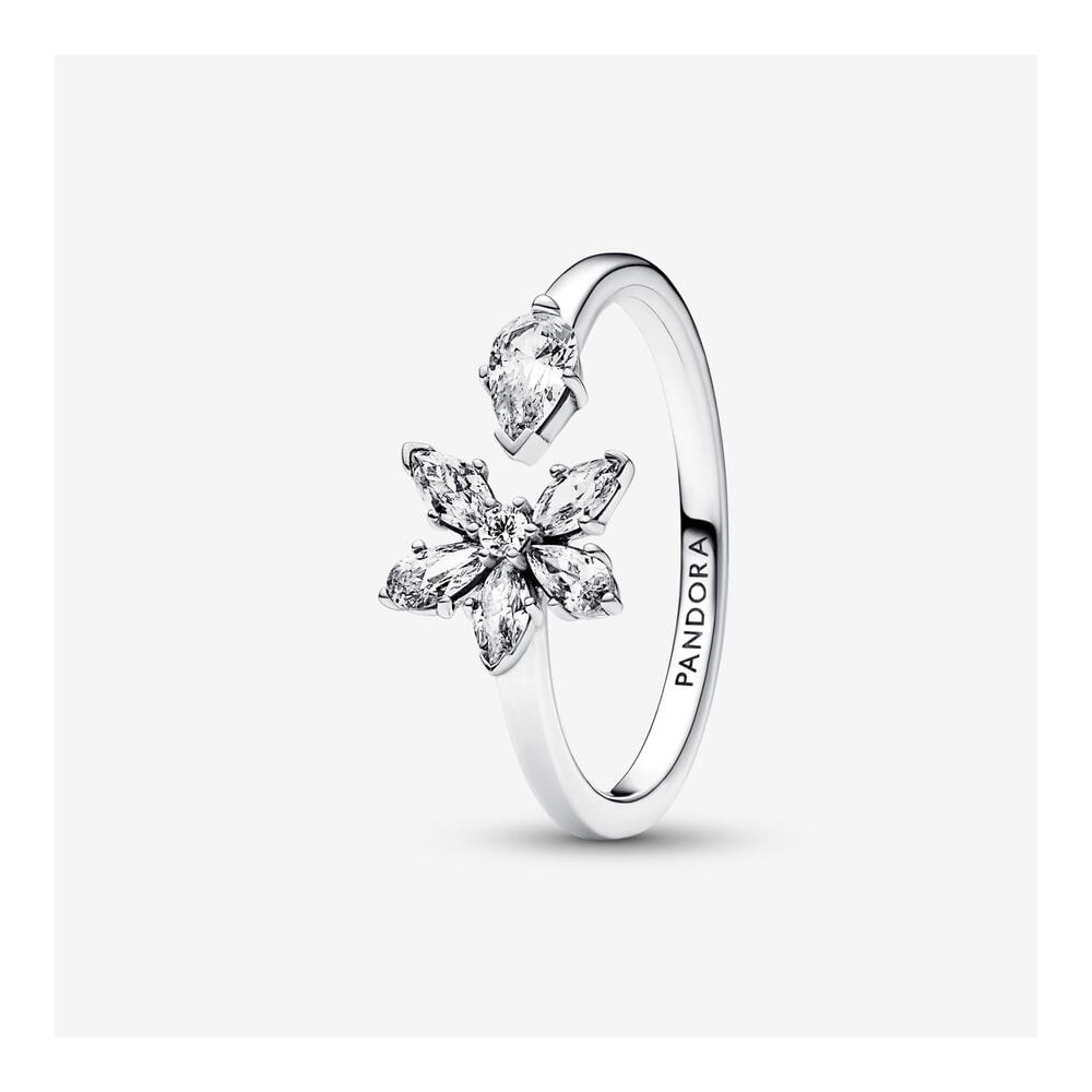 La Bague Pandora, ouverte herbier scintillant, argent 925/1000, 192611C01.