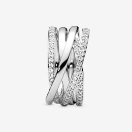 La Bague Pandora, lignes brillantes et scintillantes, argent 925/1000, 190919CZ.