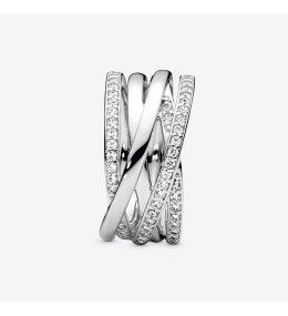 La Bague Pandora, lignes brillantes et scintillantes, argent 925/1000, 190919CZ.