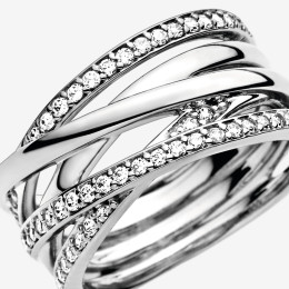 La Bague Pandora, lignes brillantes et scintillantes, argent 925/1000, 190919CZ.