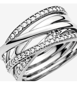 La Bague Pandora, lignes brillantes et scintillantes, argent 925/1000, 190919CZ.