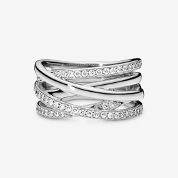 La Bague Pandora, lignes brillantes et scintillantes, argent 925/1000, 190919CZ.