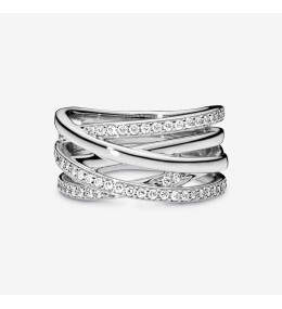 La Bague Pandora, lignes brillantes et scintillantes, argent 925/1000, 190919CZ.