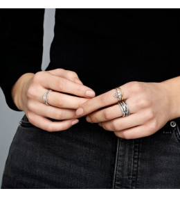 La Bague Pandora, lignes brillantes et scintillantes, argent 925/1000, 190919CZ.
