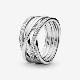 La Bague Pandora, lignes brillantes et scintillantes, argent 925/1000, 190919CZ.