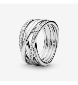 La Bague Pandora, lignes brillantes et scintillantes, argent 925/1000, 190919CZ.