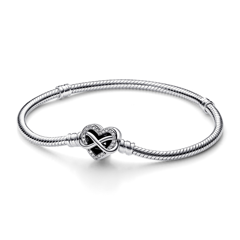 Le Bracelet à charms, PANDORA MOMENTS, coeur infini scintillant, en argent 925/1000, 592645C01