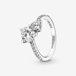 Bague Pandora, Scintillante Double Coeur, en argent 925/1000 191198C01