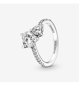 Bague Pandora, Scintillante Double Coeur, en argent 925/1000 191198C01