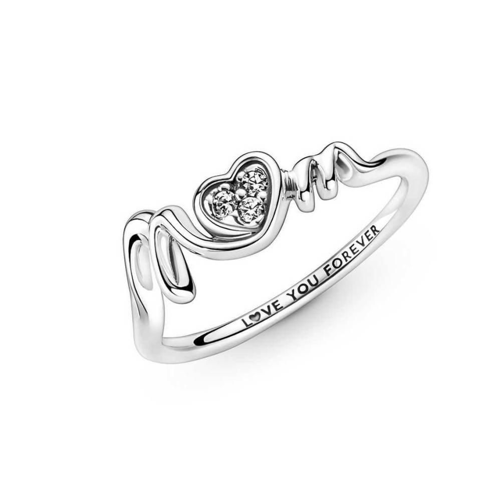 Bague Pandora, Maman Coeur Pavé, en argent 925/1000 191149C01