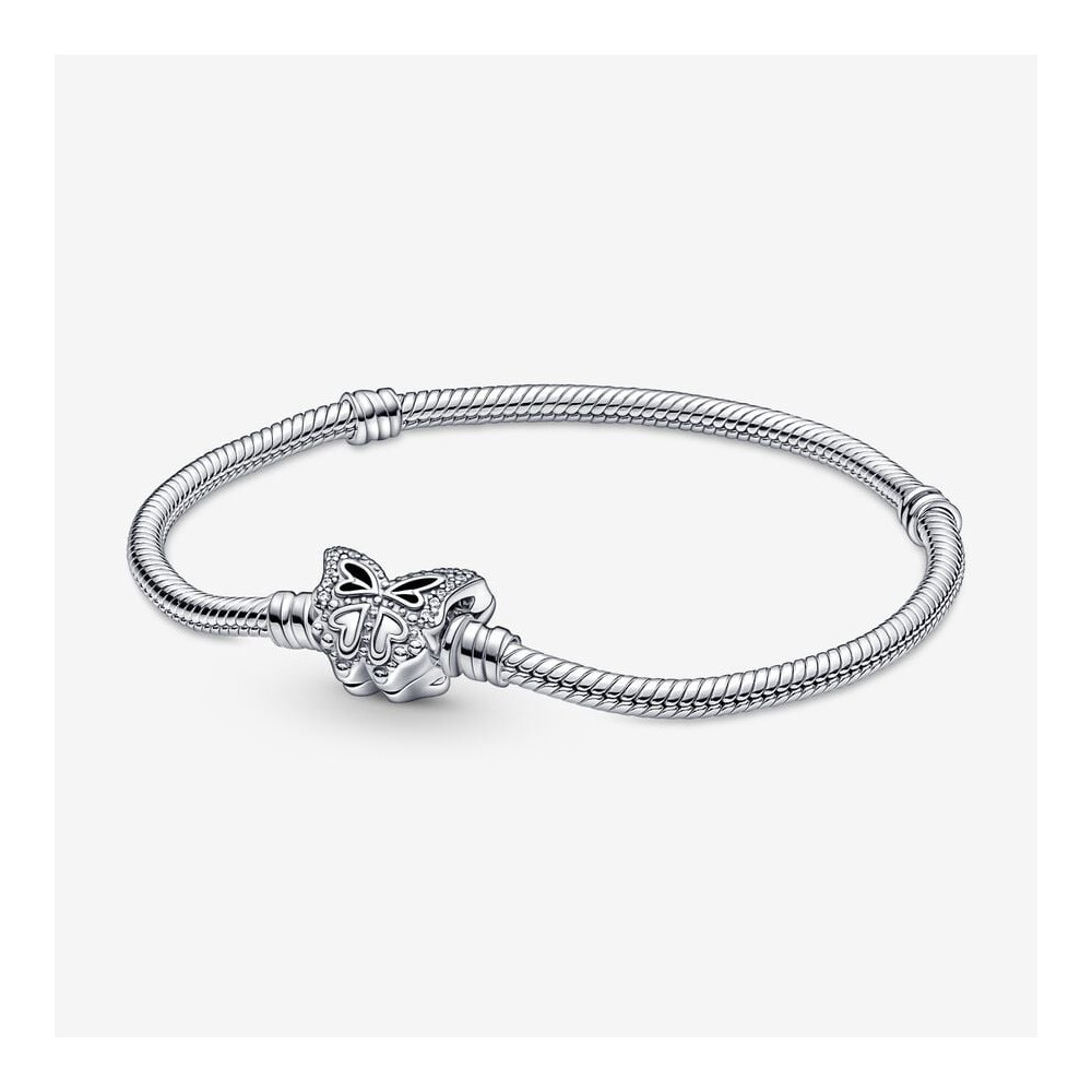 Bracelet Pandora moments , Maille serpent fermoir papillon, en argent 925/1000 590782C01