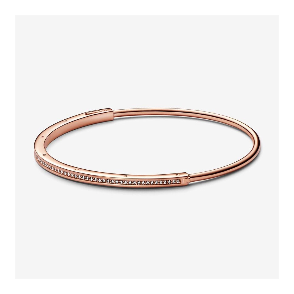 Le Bracelet Jonc Pavé I-D, Pandora Signature, doré or rose 585/1000, 582313C01.