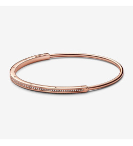 Le Bracelet Jonc Pavé I-D, Pandora Signature, doré or rose 585/1000, 582313C01.