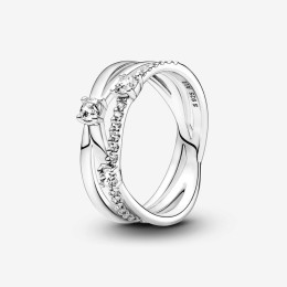 Bague Pandora, Anneau Triple Scintillant, en argent 925/1000 199400C01