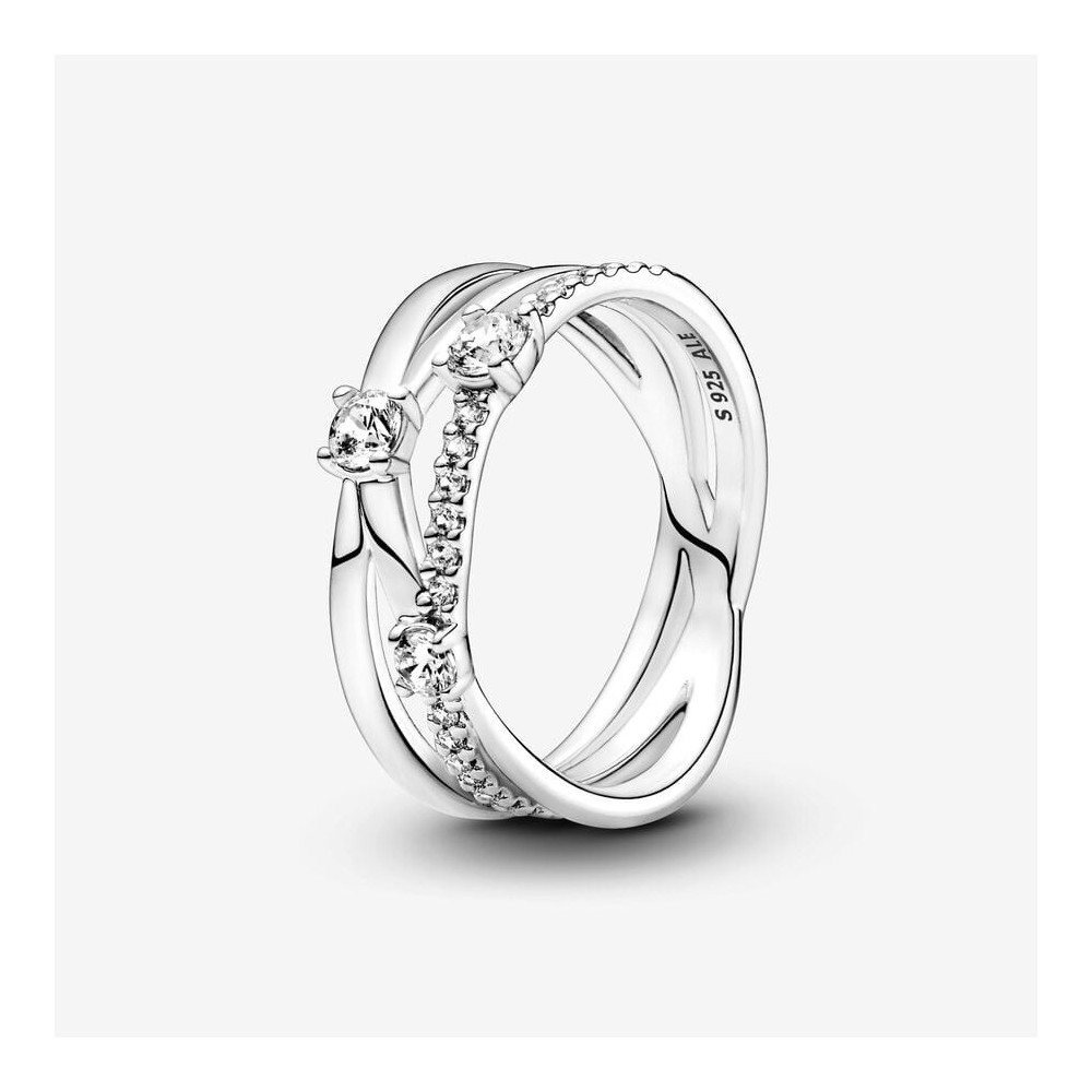Bague Pandora, Anneau Triple Scintillant, en argent 925/1000 199400C01