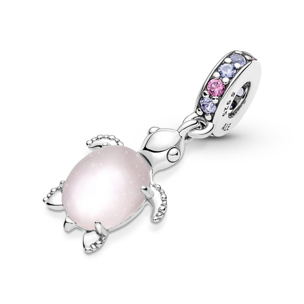 Le Charm pendentif, Pandora moments, tortue de mer rose, en verre de Murano en Argent 925/1000 798939C02.