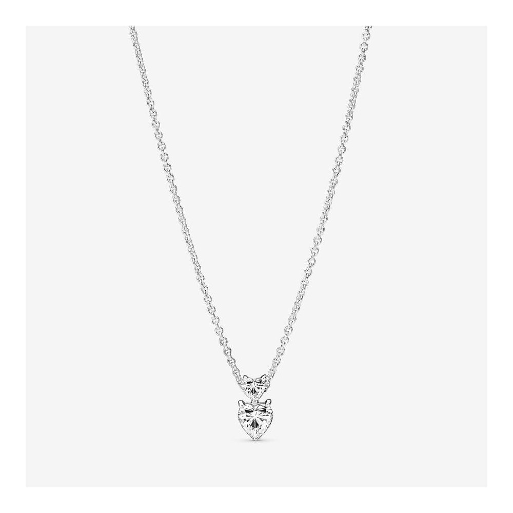 Collier Pandora, Scintillant Pendentif Cœur Double, en argent 925/1000 391229C01-45