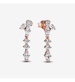 Les Boucles d'oreilles Pendantes Pandora, Grappe d'Herbier Scintillantes en doré rose 585/1000, 282404C01.